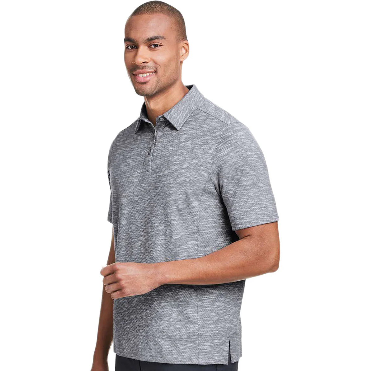 North End Men's Classic Navy Heather Eclipse Jacquard Polo - Image 5