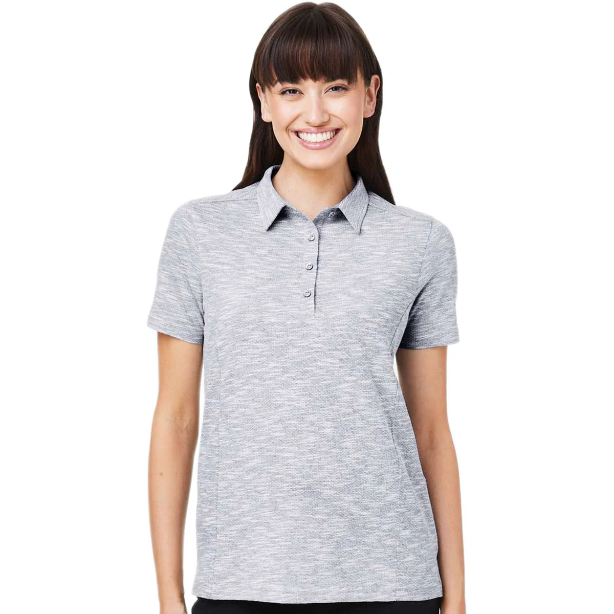 North End Women's Platinum Heather Eclipse Jacquard Polo - Image 3