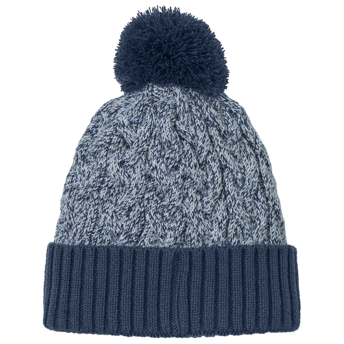 New Era Deep Navy/Grey/White Marled Knit Pom Beanie - Image 2