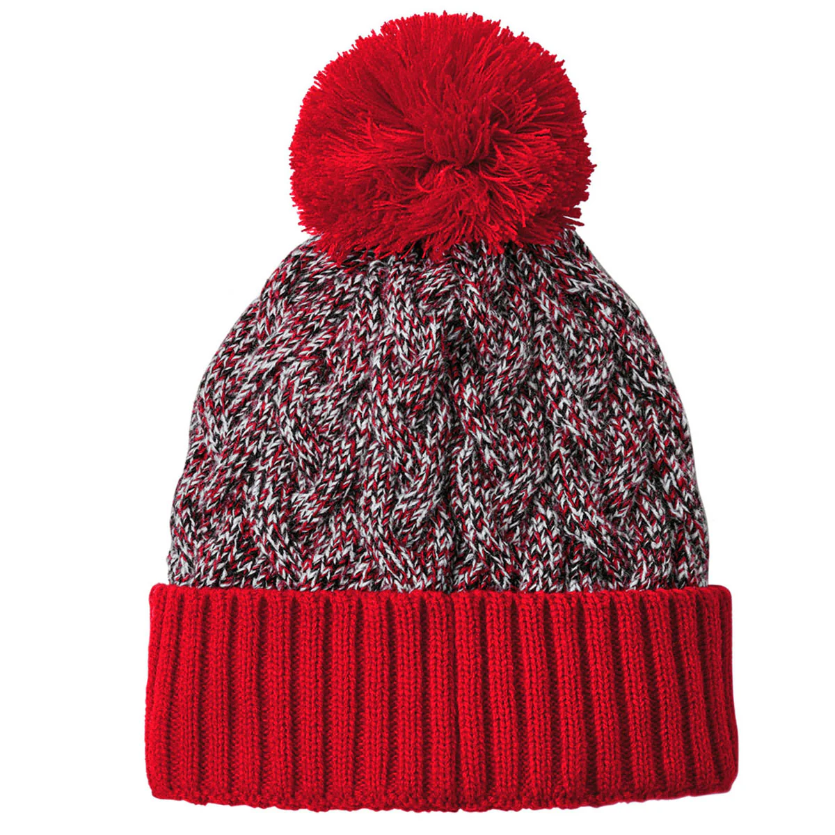 New Era Scarlet/Black/White Marled Knit Pom Beanie - Image 2