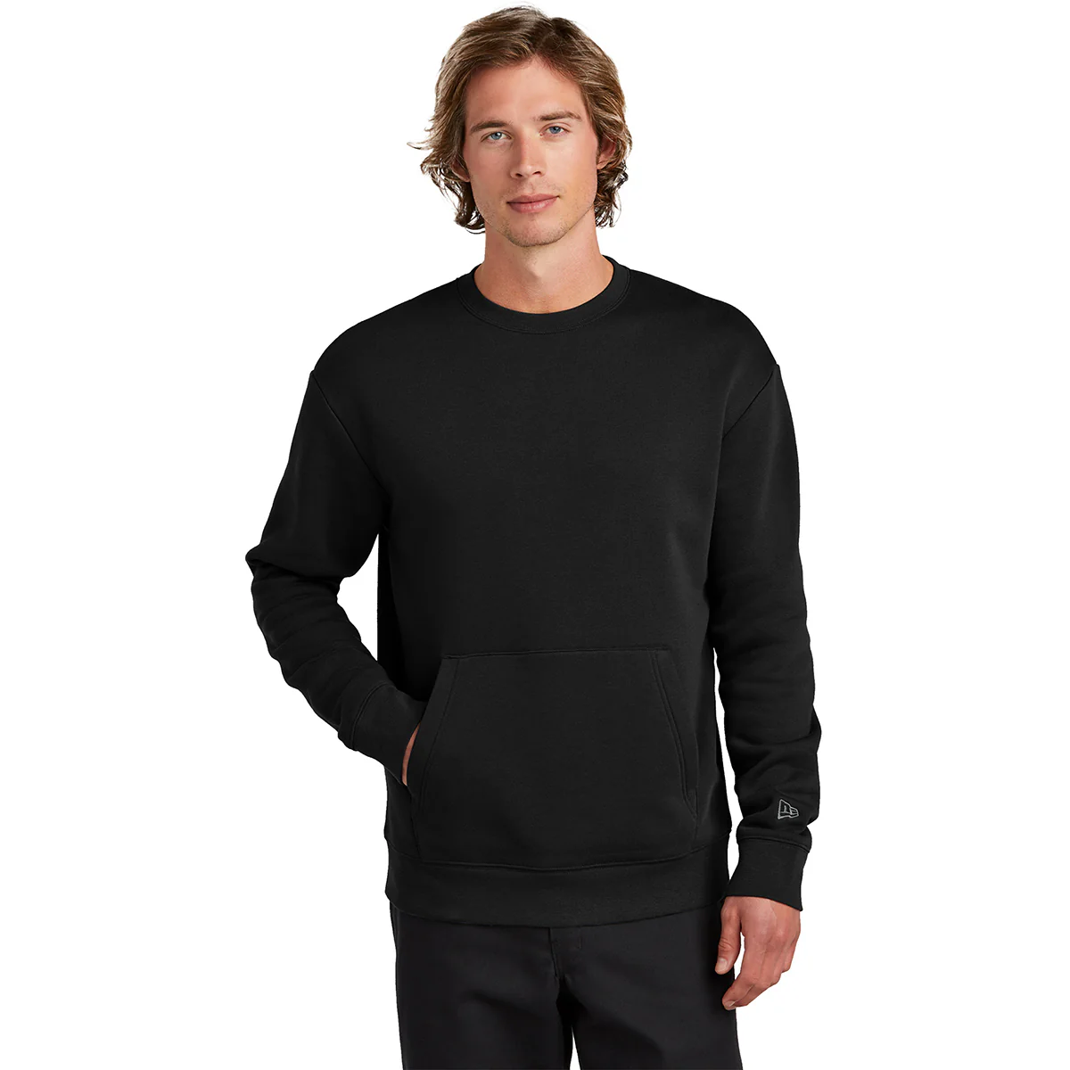 New Era Men's Black Heritage Fleece Pocket Crew - Image 3