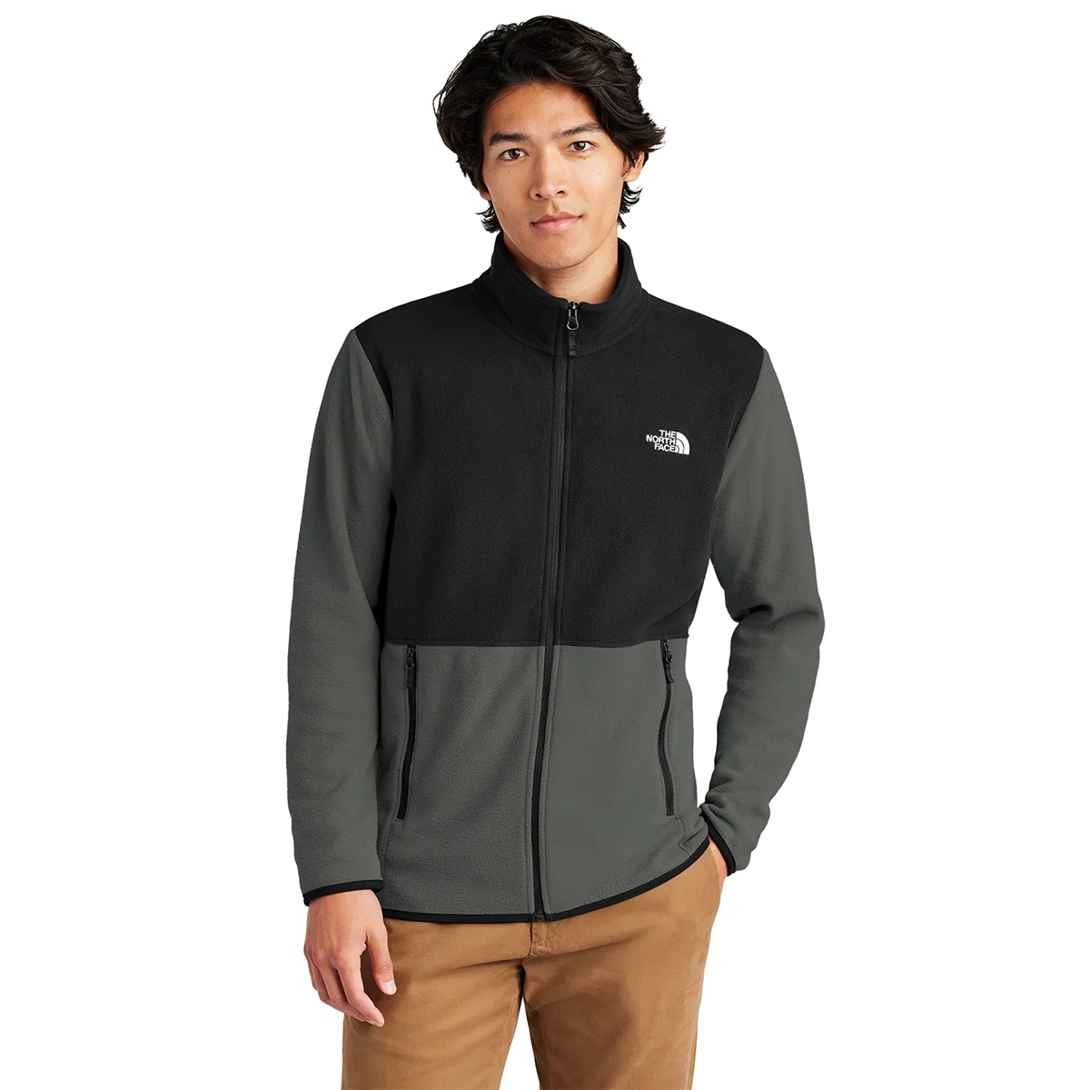 The North Face Men's Asphalt Grey/ TNF Black Glacier Full-Zip Fleece Jacket - Image 3
