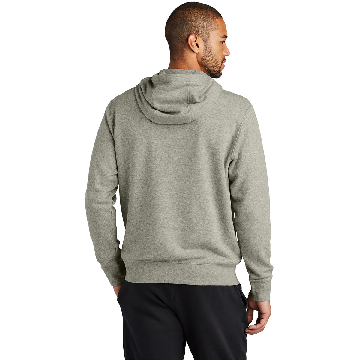 Nike Men's Dark Grey Heather Club Fleece Sleeve Swoosh Full-Zip Hoodie - Image 3