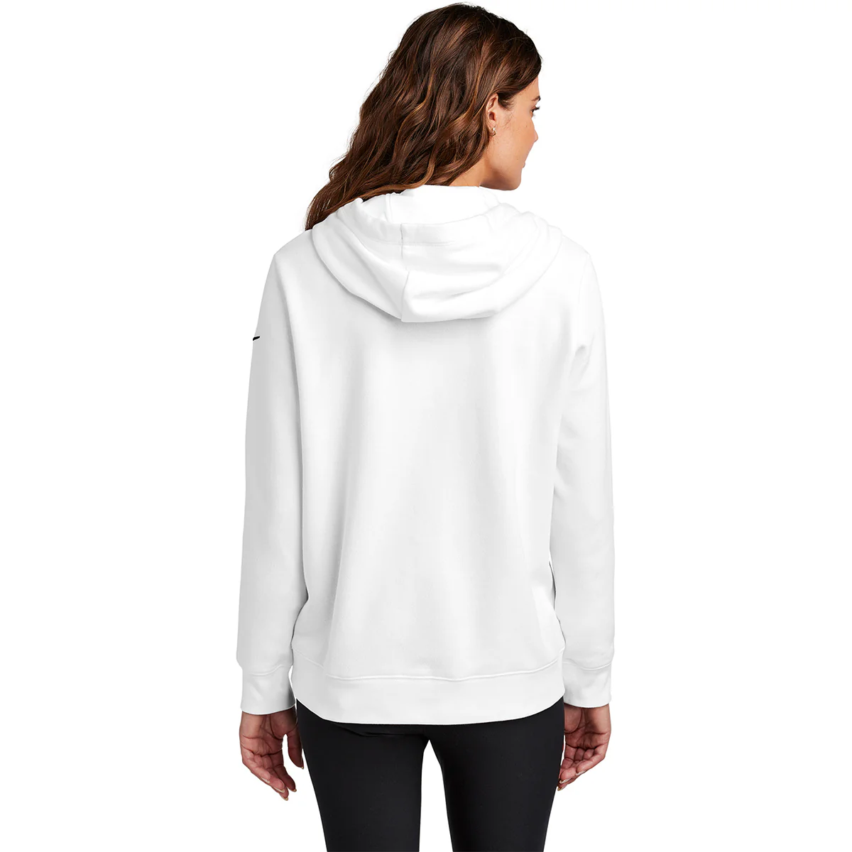 Nike Women's White Club Fleece Sleeve Swoosh Pullover Hoodie - Image 4