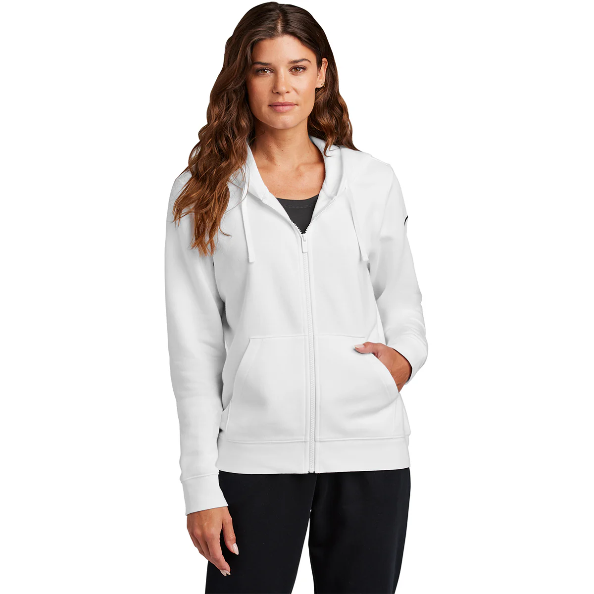 Nike Women's White Club Fleece Sleeve Swoosh Full-Zip Hoodie - Image 3