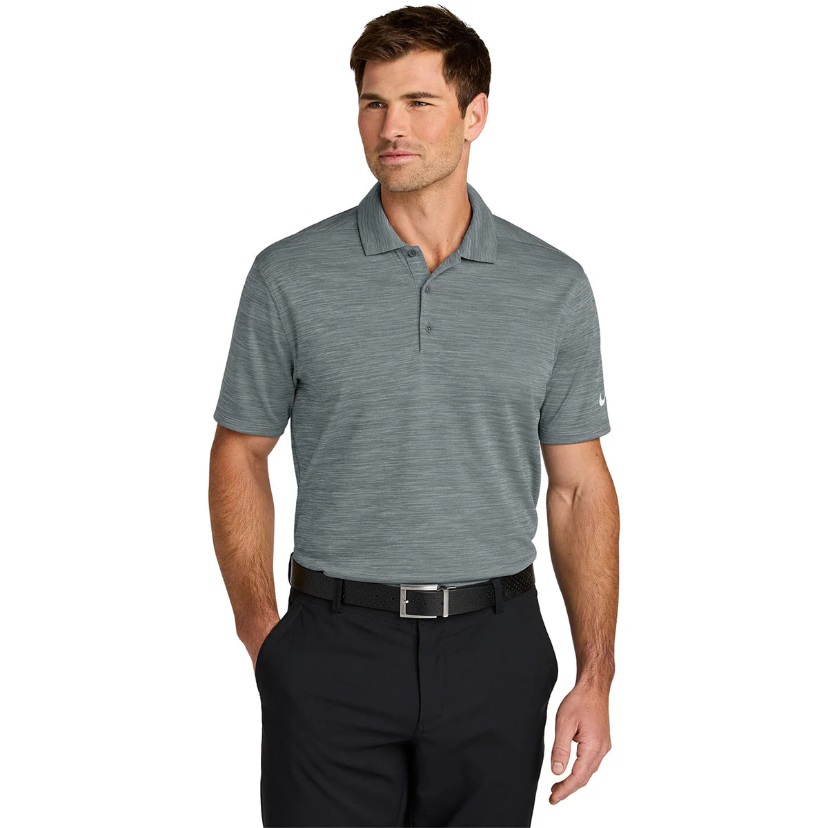 Nike Men's Cool Grey Dri-FIT Striated Polo - Image 3