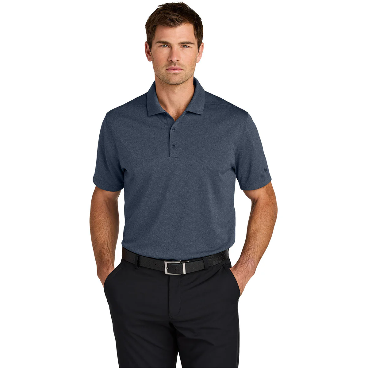 Nike Men's Navy Heather Dri-FIT Smooth Heather Polo - Image 3