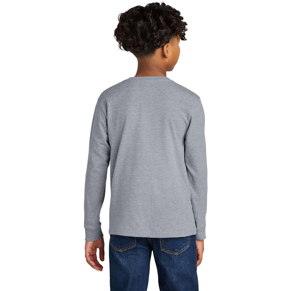 Next Level Youth Heather Gray Cotton Long Sleeve Tee - Image 4