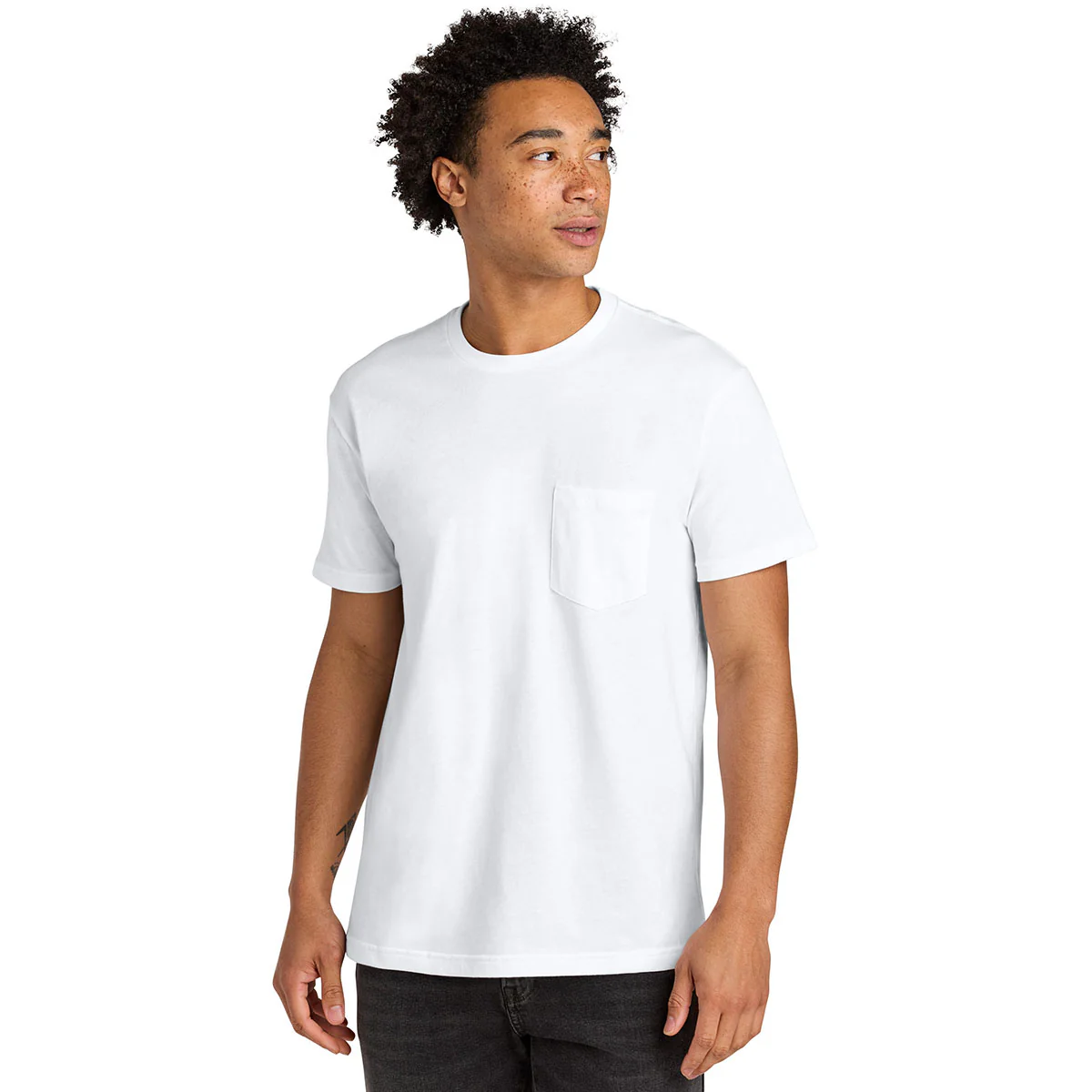 Next Level Men's White Cotton Pocket Tee - Image 3