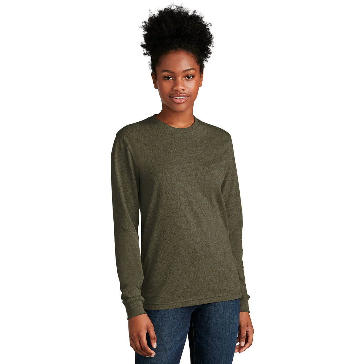 Next Level Apparel Unisex Military Green CVC Long Sleeve Tee - Image 3