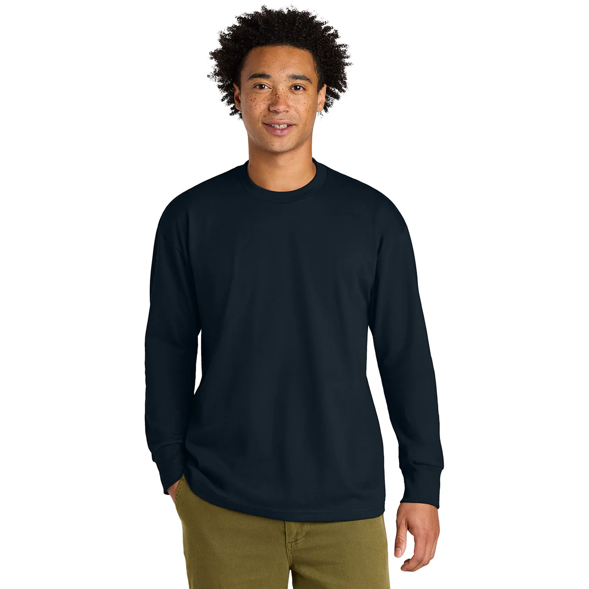 Next Level Men's Midnight Navy Heavyweight Long Sleeve Tee - Image 3