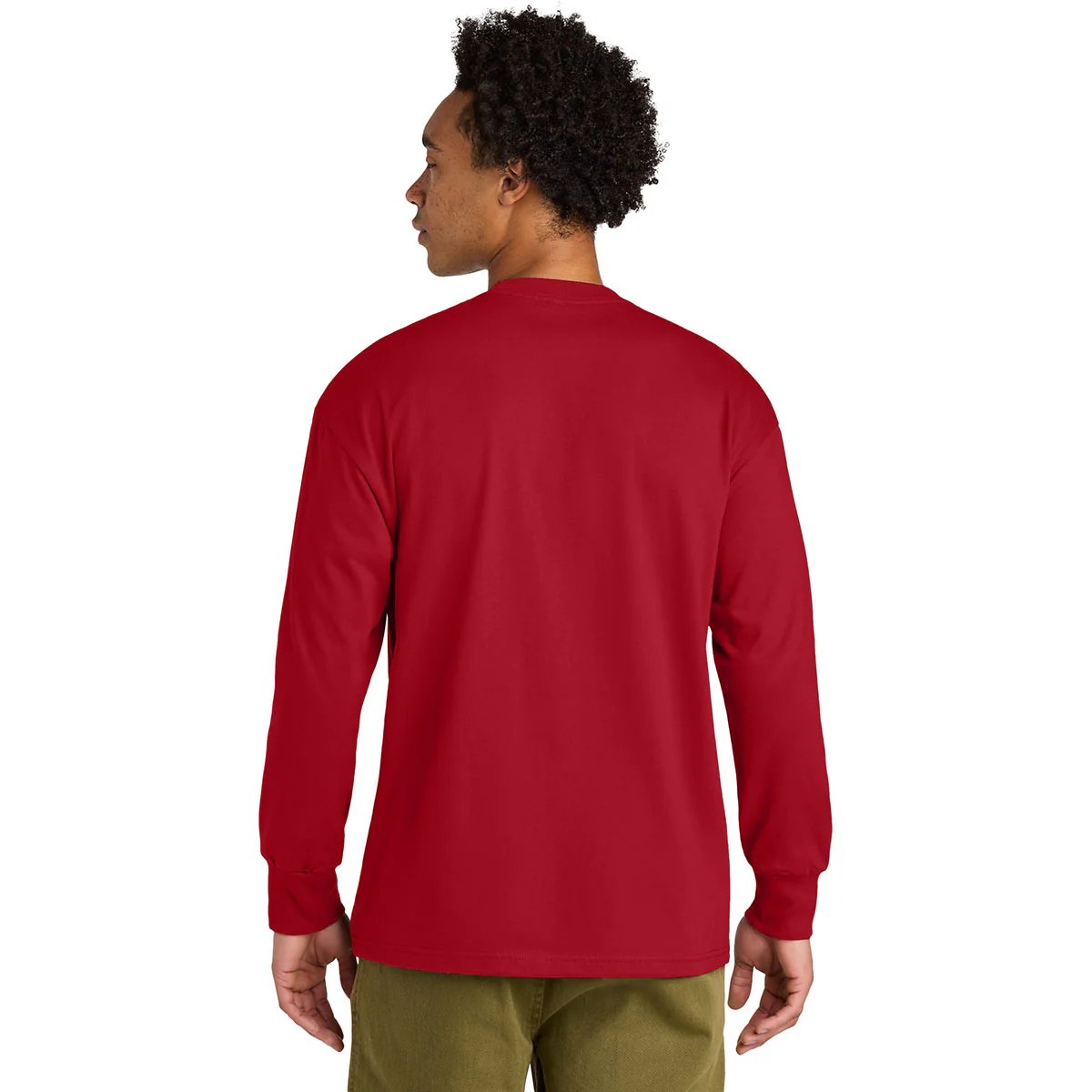 Next Level Men's Red Heavyweight Long Sleeve Tee - Image 4