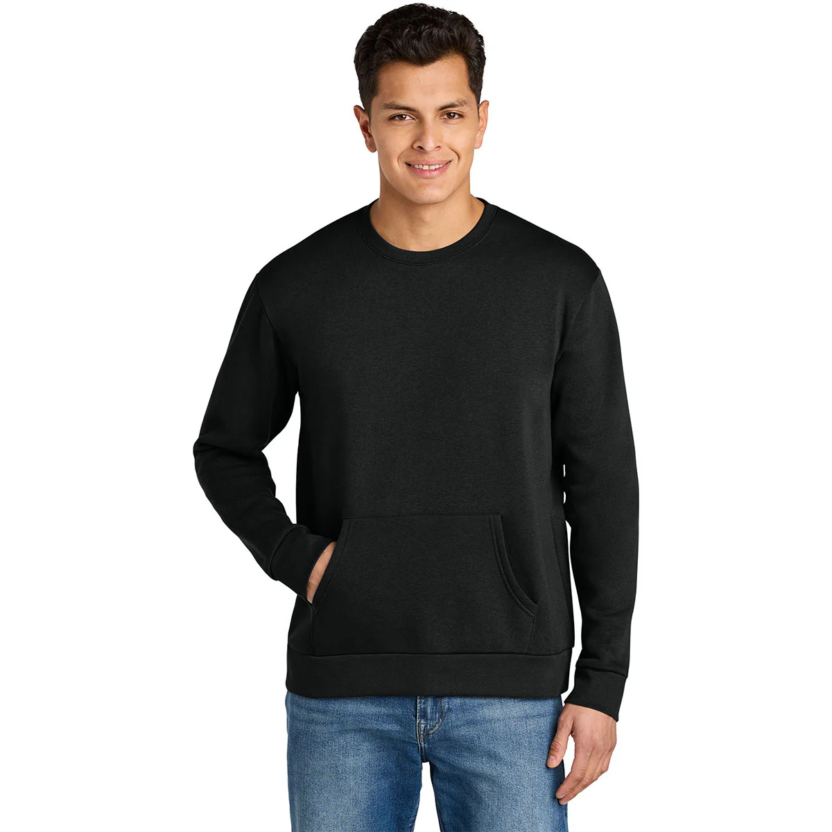Next Level Men's Black Santa Barbara Pocket Sweatshirt - Image 3