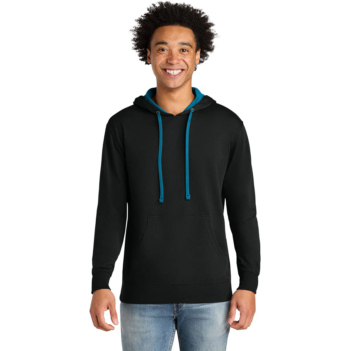 Next Level Men's Black/Turquoise Laguna Hoodie - Image 3