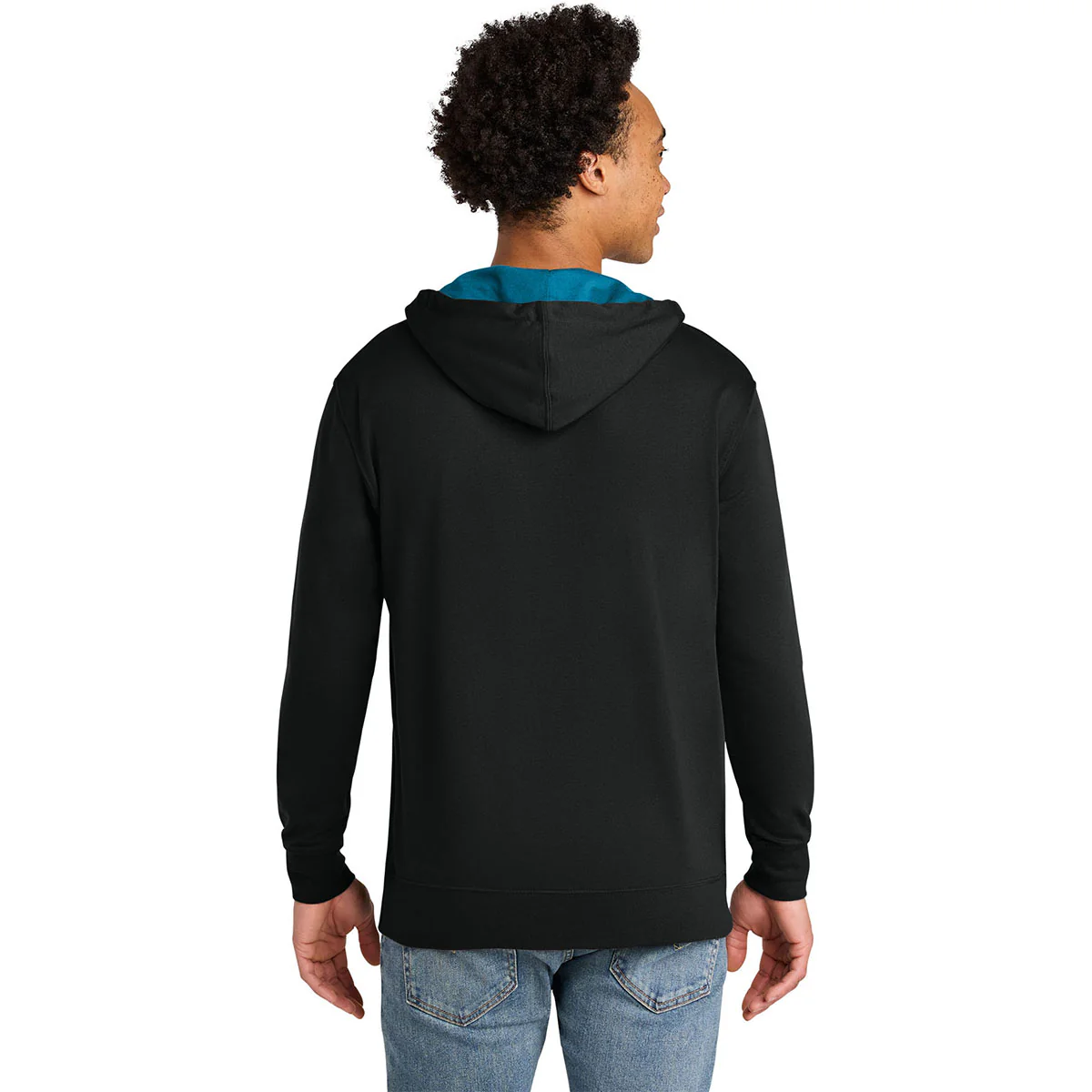 Next Level Men's Black/Turquoise Laguna Hoodie - Image 4