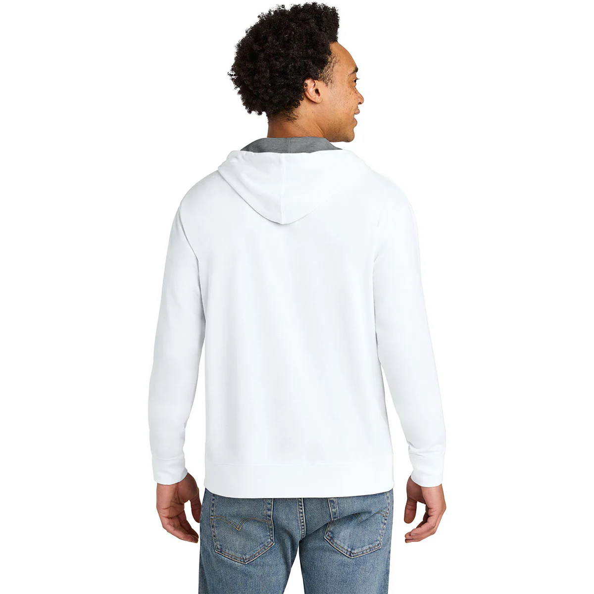 Next Level Men's White/Heather Gray Laguna Hoodie - Image 4