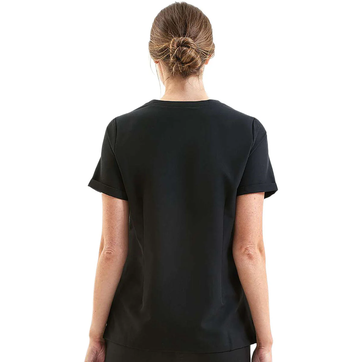 Onna Women's Black Invisible V-Neck Stretch Scrub Top - Image 3