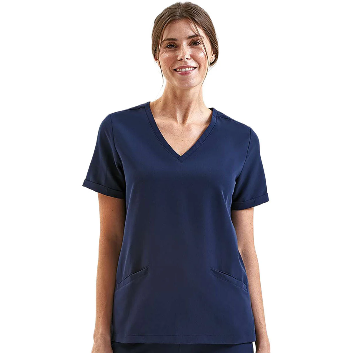 Onna Women's Navy Invisible V-Neck Stretch Scrub Top - Image 2