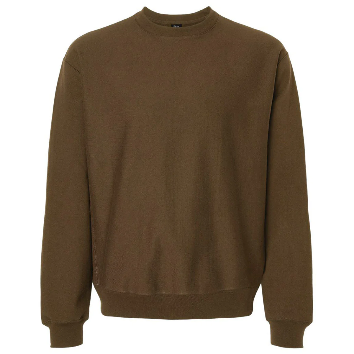 Hanes Unisex Army Brown Beefy Sweats Premium Heavyweight Crewneck Sweatshirt
