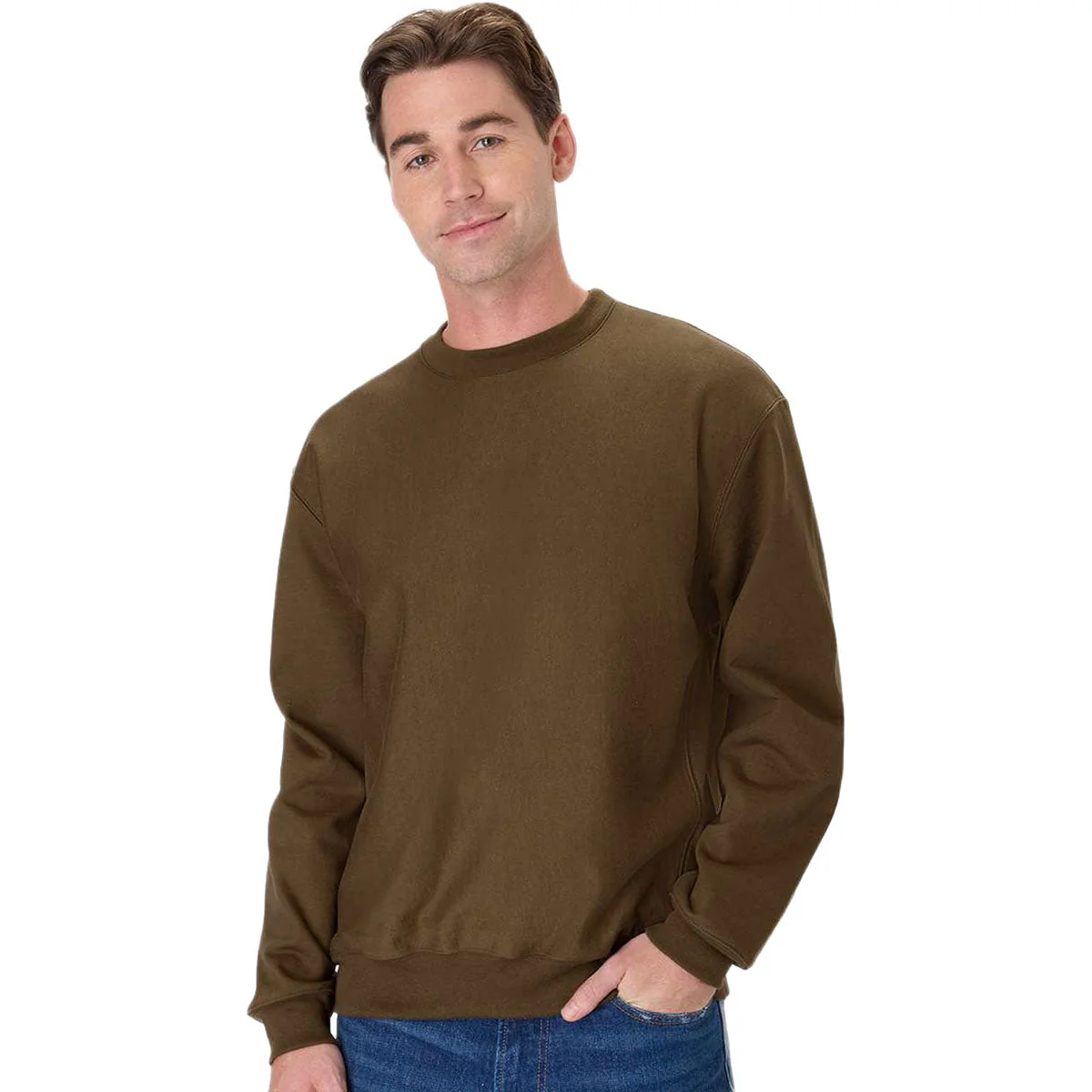 Hanes Unisex Army Brown Beefy Sweats Premium Heavyweight Crewneck Sweatshirt - Image 3