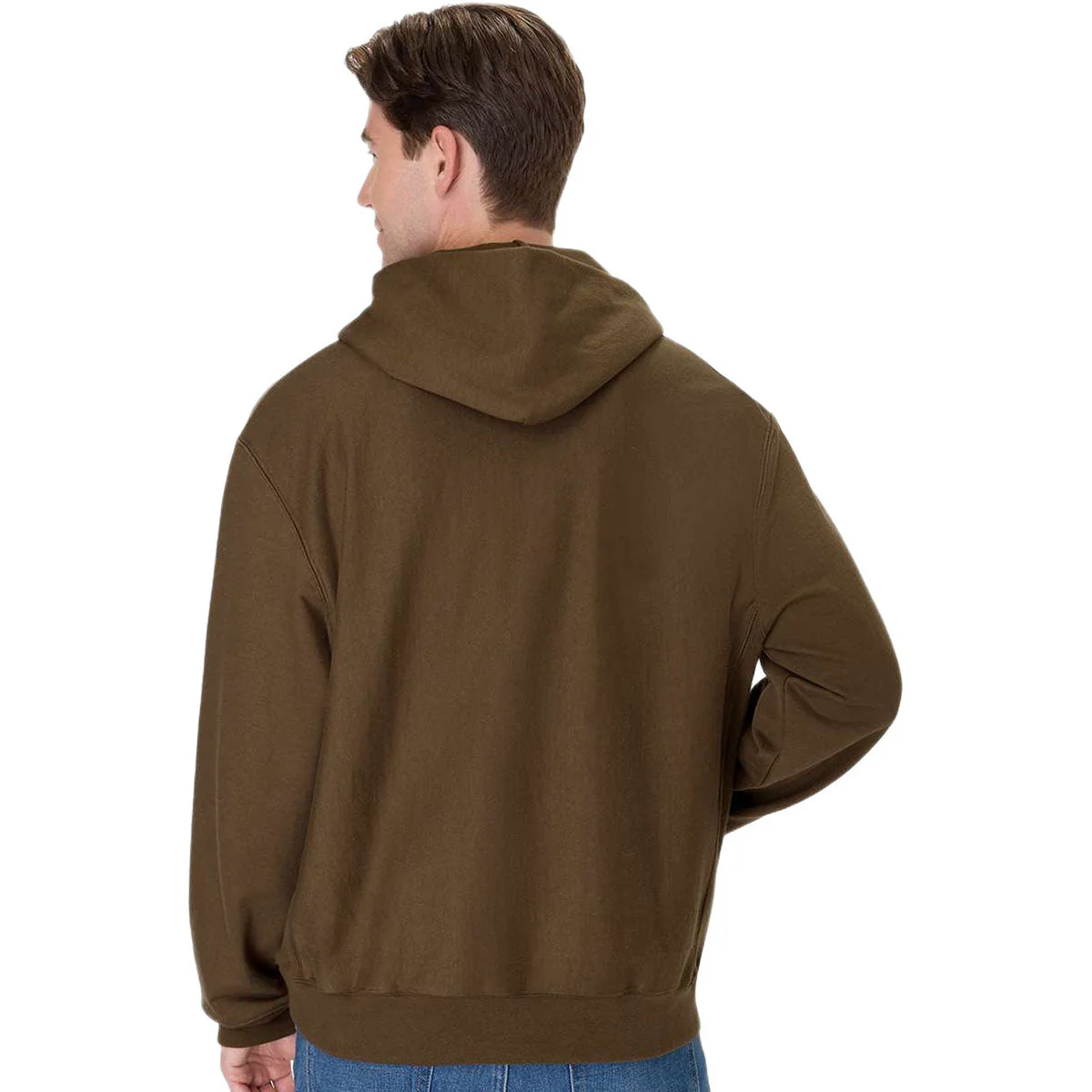 Hanes Unisex Army Brown Beefy Sweats Premium Heavyweight Hooded Sweatshirt - Image 4