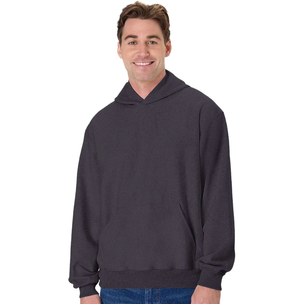 Hanes Unisex Charcoal Heather Beefy Sweats Premium Heavyweight Hooded Sweatshirt