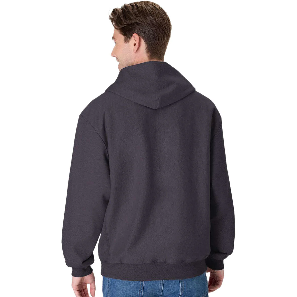 Hanes Unisex Charcoal Heather Beefy Sweats Premium Heavyweight Hooded Sweatshirt - Image 2