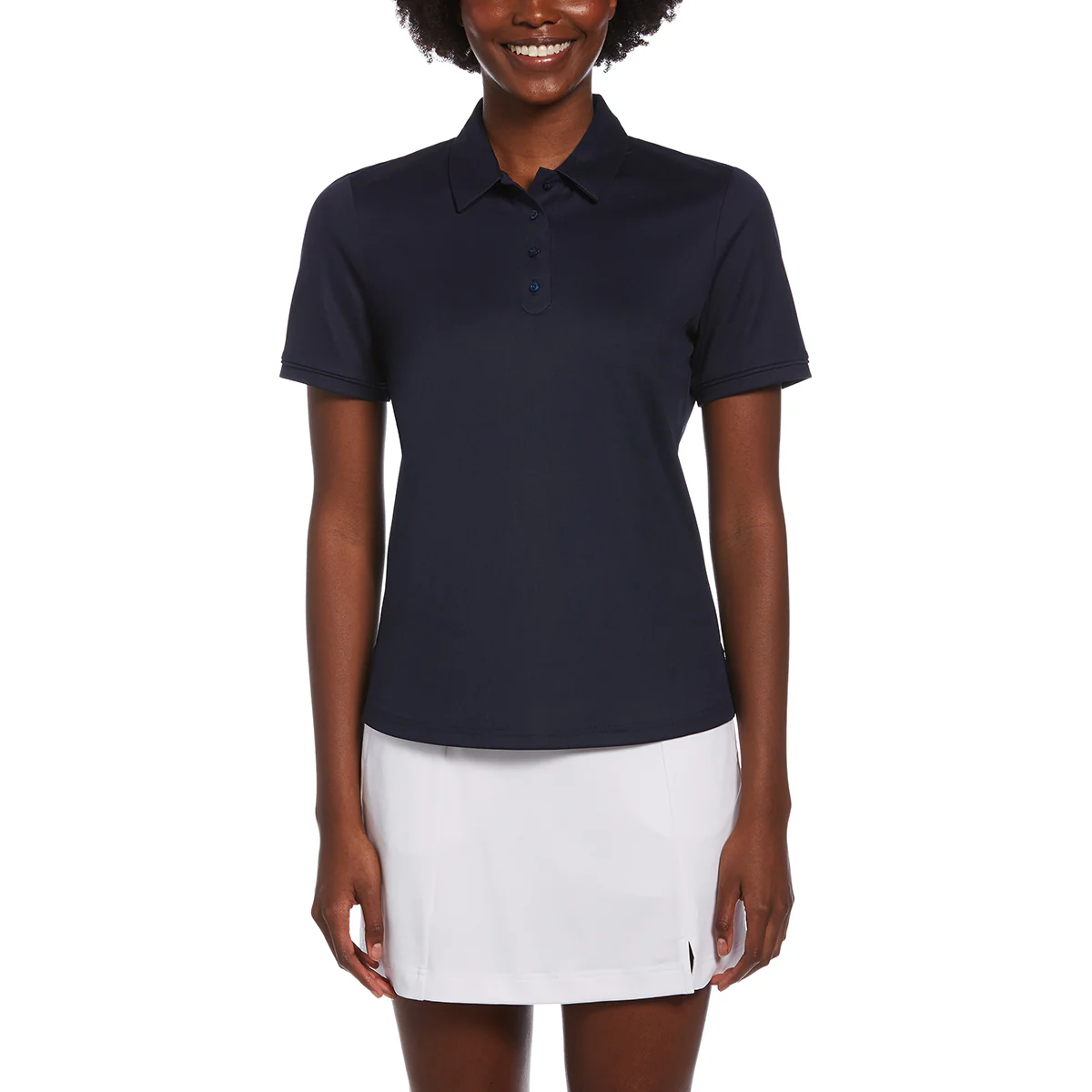 Original Penguin Women's Black Iris Blue Solid Polo - Image 4