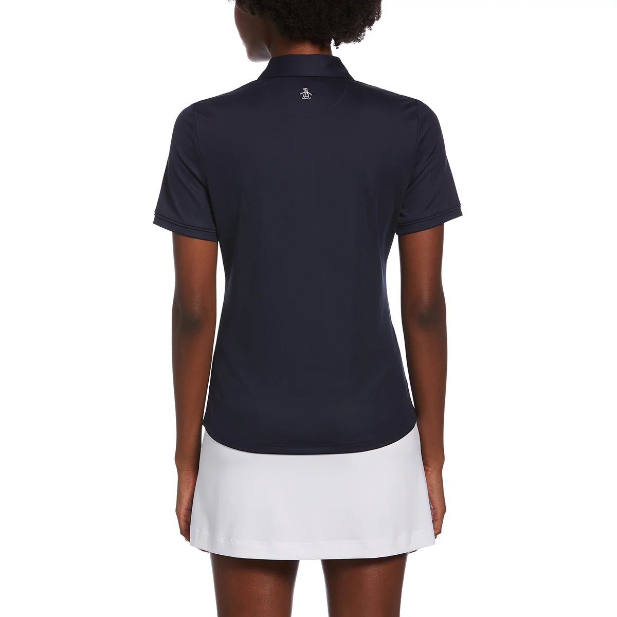 Original Penguin Women's Black Iris Blue Solid Polo - Image 5