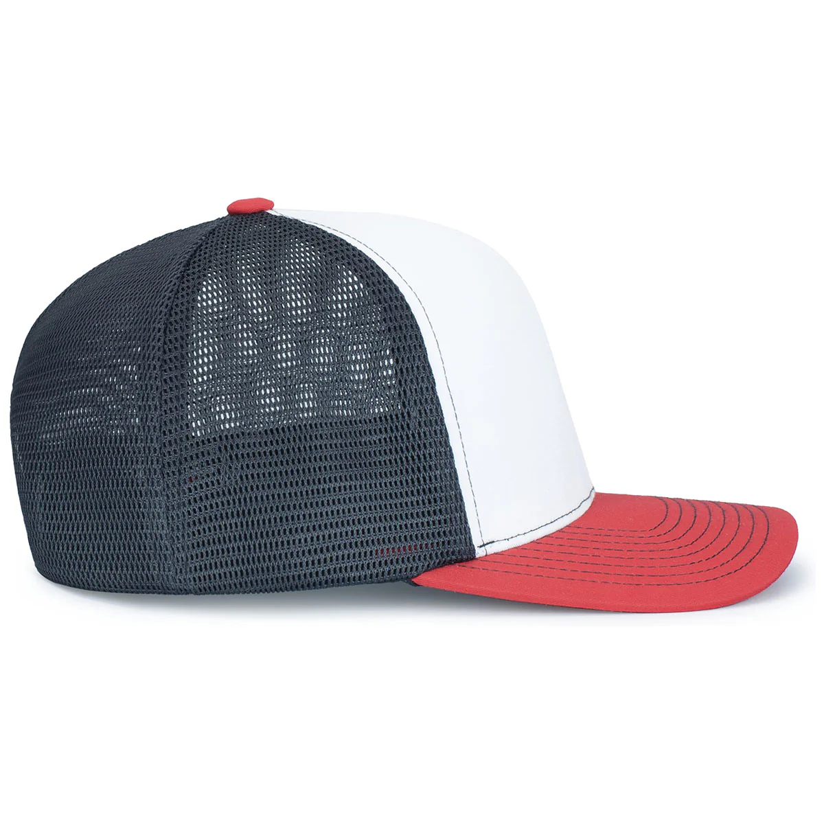 Pacific Headwear White/Navy/RedContrast Stitch Trucker Pacflex Snapback Cap - Image 5