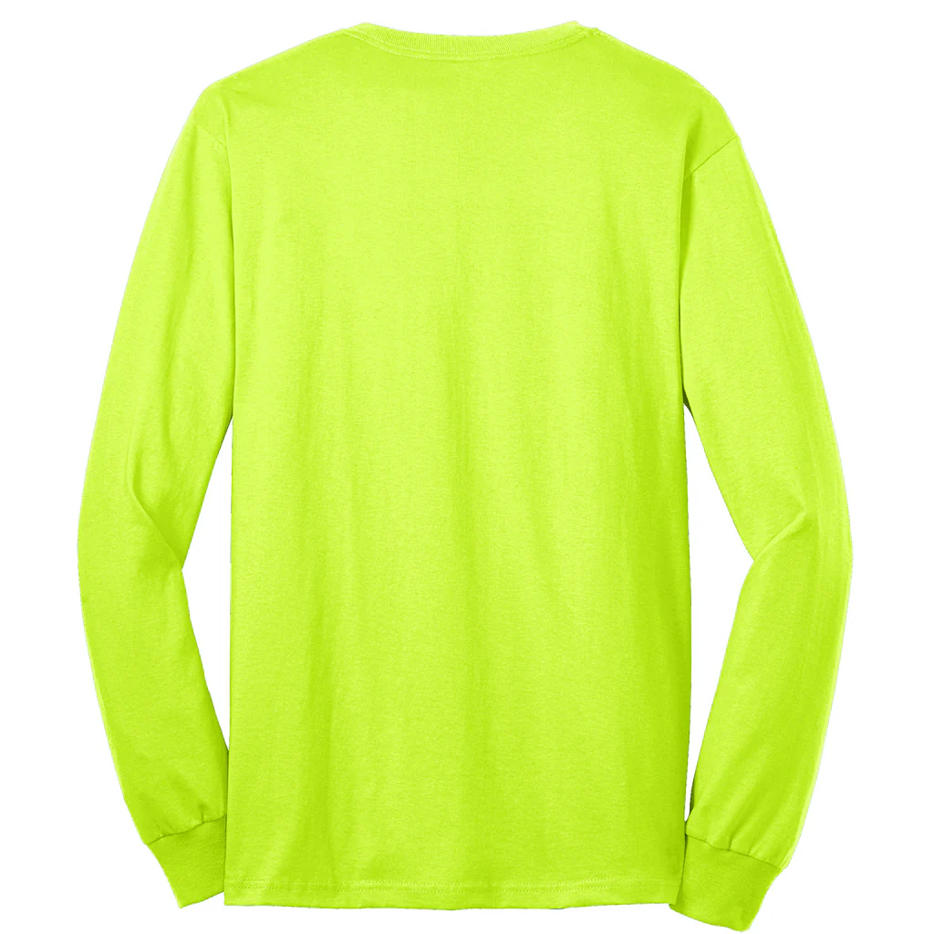 Port & Company Men's Safety Green Tall Long Sleeve Core Blend Tee - Image 2