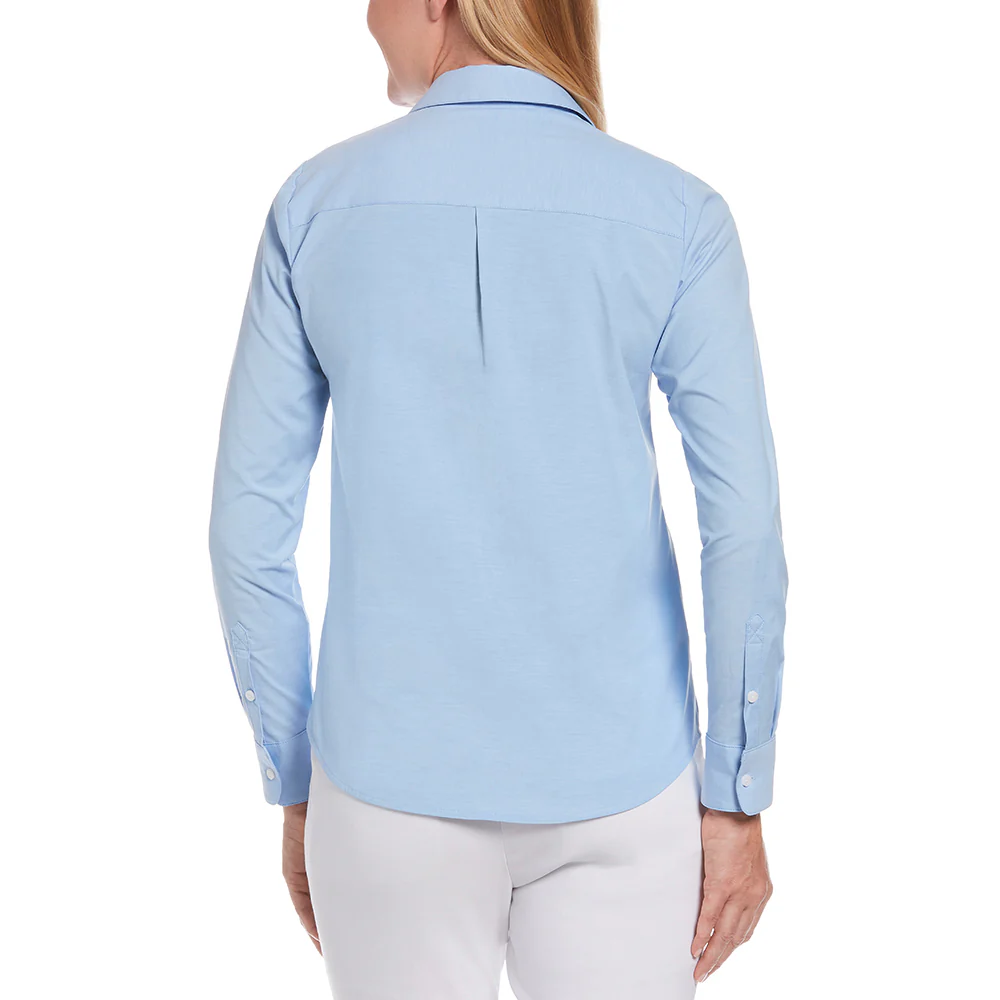 Perry Ellis Women's Little Boy Blue Heathered Woven Shirt - Image 5