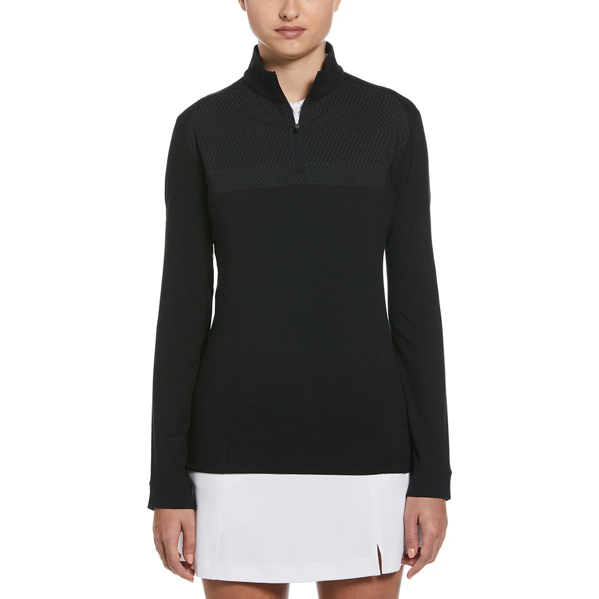 Perry Ellis Women's Black Heather 1/4 Zip Pullover - Image 4