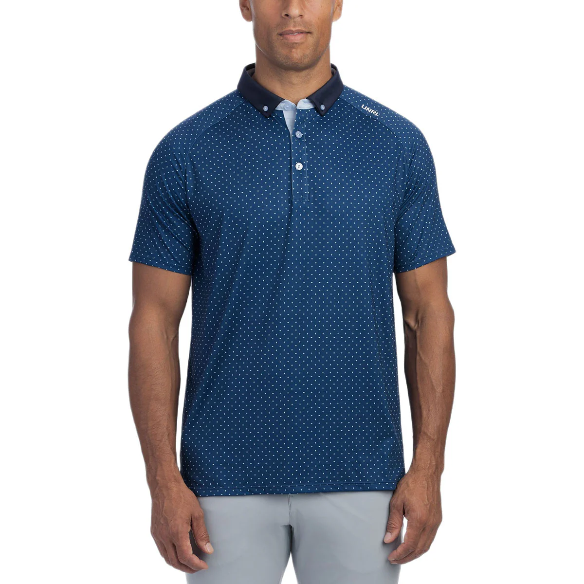 UNRL Men's Cavern Blue Pinpoint Polo - Image 3