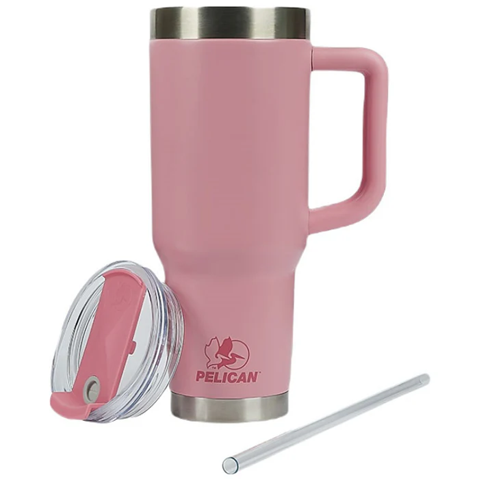 Pelican Pink Porter 40 oz. Recycled Double Wall Stainless Steel Travel Tumbler - Image 4