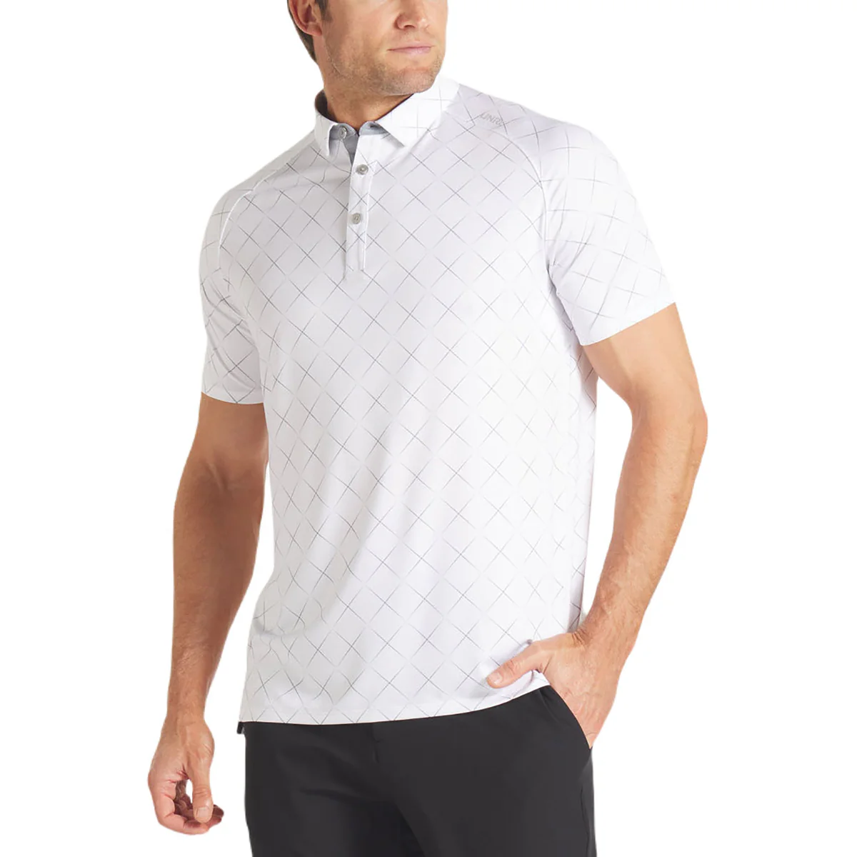 UNRL Men's White-Grey Precision Polo - Image 3