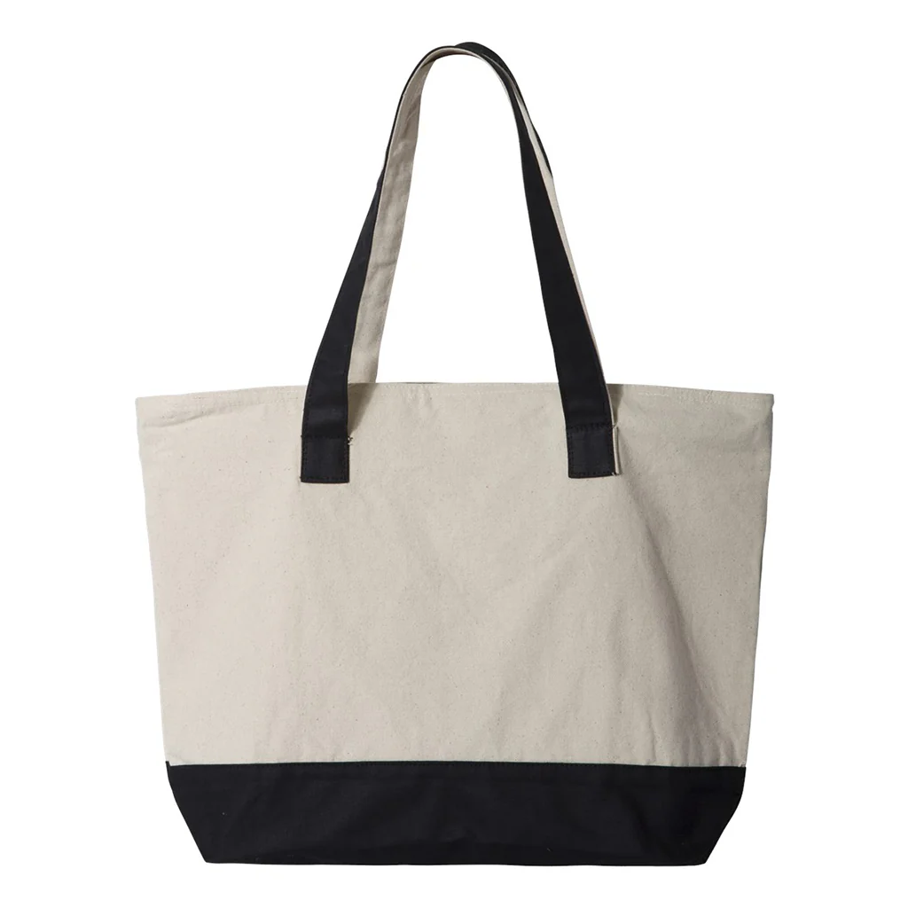 Q-Tees Black/Natural 19L Zippered Tote - Image 2