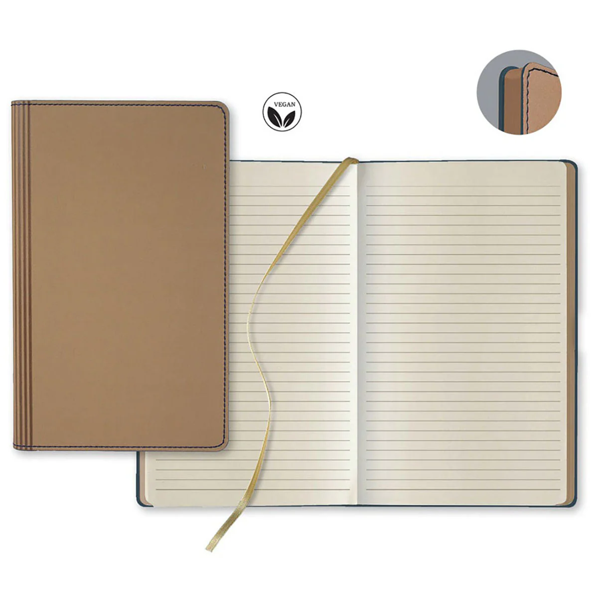 Castelli Beige Vegan ECO Medio Lined Ivory Page Journal - Image 2
