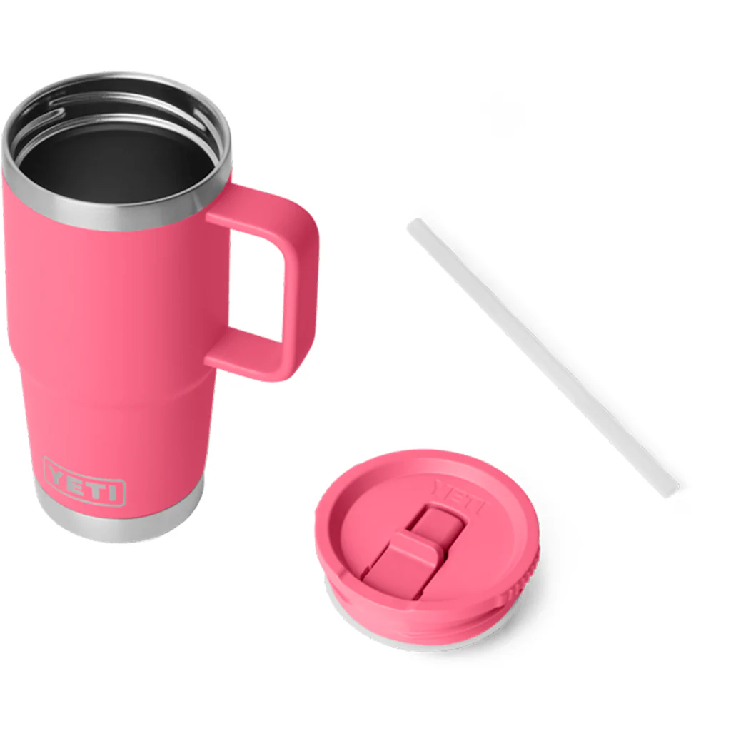 YETI Tropical Pink Rambler 20 oz Travel Straw Mug with Color-Matched Straw Lid - Image 3