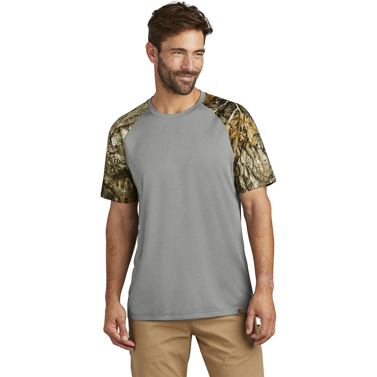 Russell Outdoors Men's Grey Concrete Heather/ Realtree Edge Realtree Colorblock Performance Tee - Image 3