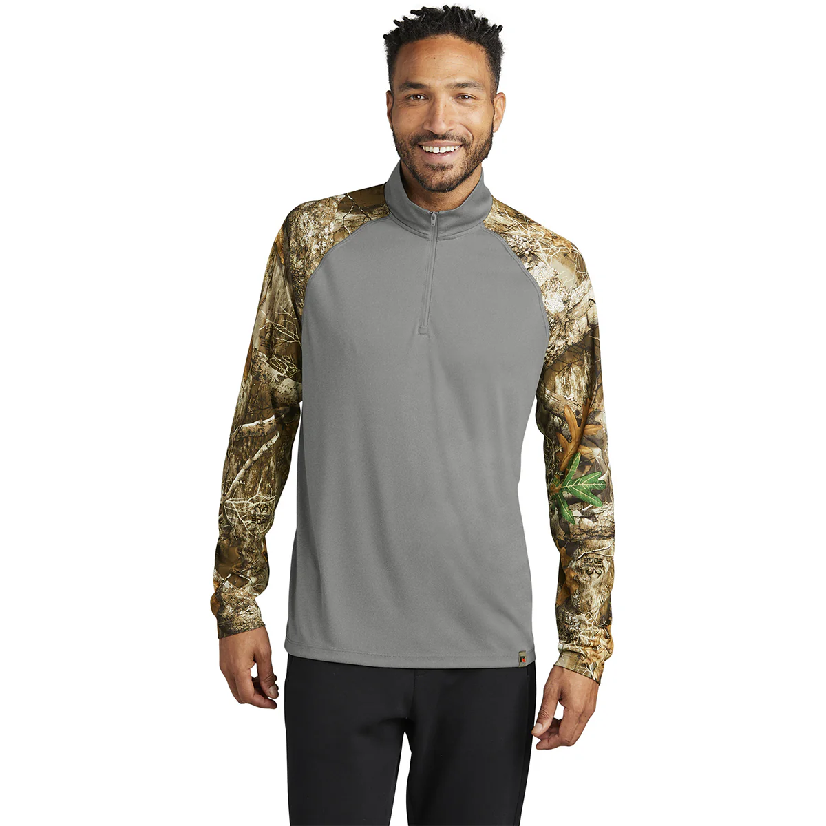 Russell Outdoors Men's Grey Concrete Heather/ Realtree Edge Realtree Colorblock Performance Quarter Zip - Image 3