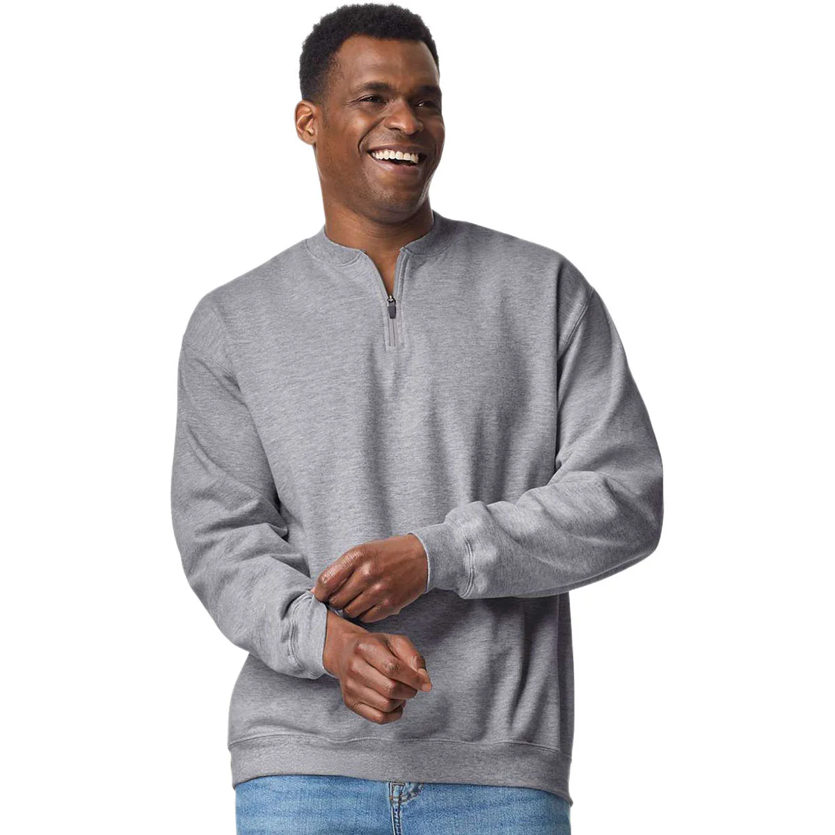 Gildan Unisex Sport Grey Midweight 1/4 Zip Sweatshirt - Image 3