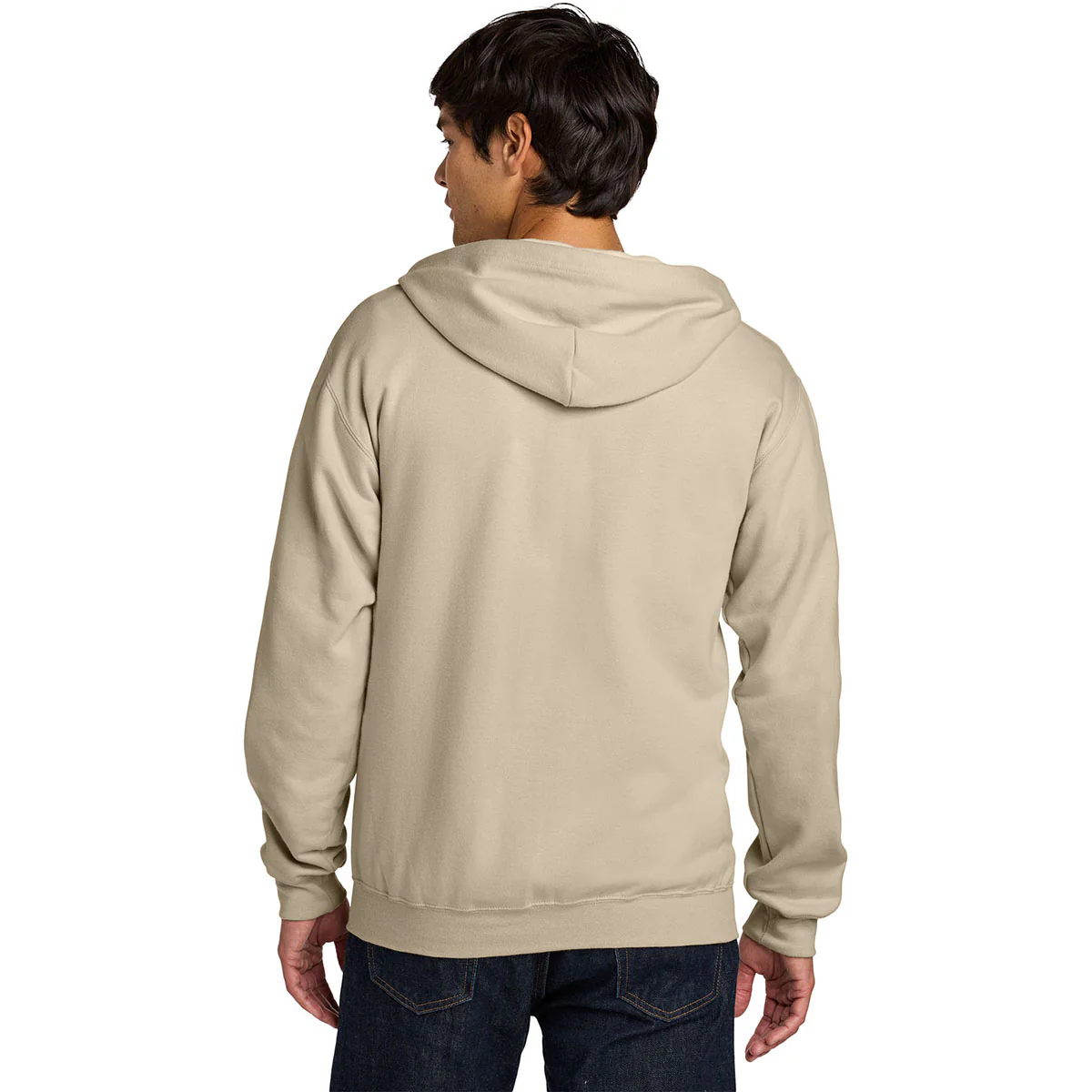 Gildan Men's Sand Softstyle Midweight Fleece Full-Zip Hooded Sweatshirt - Image 4