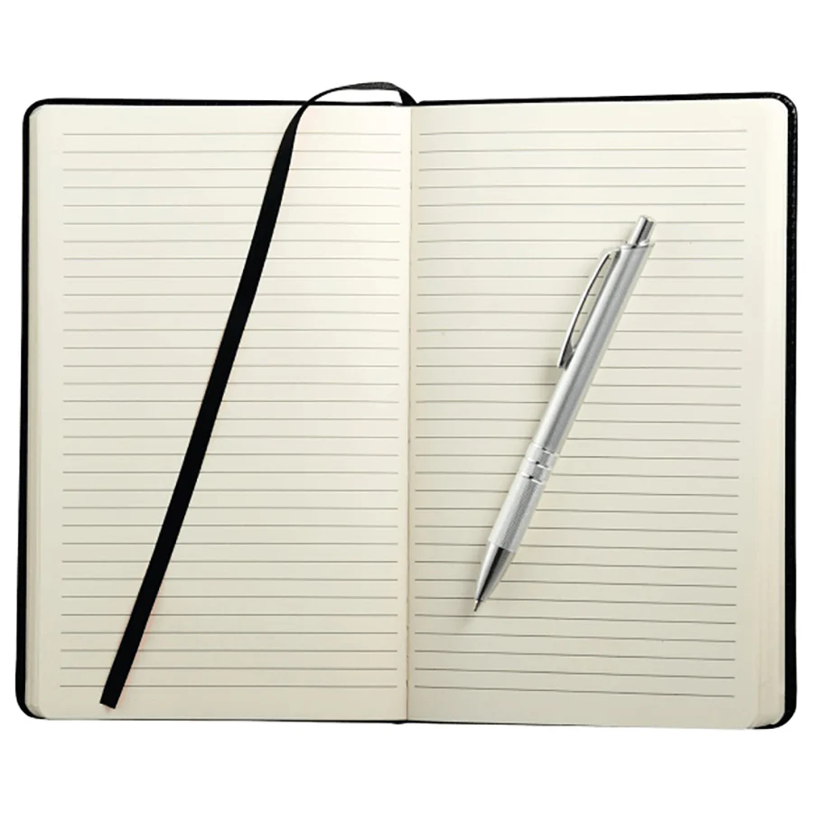 Bullet Black 6'' x 8.5'' FSC Mix Viola Bound Notebook with Pen - Image 3