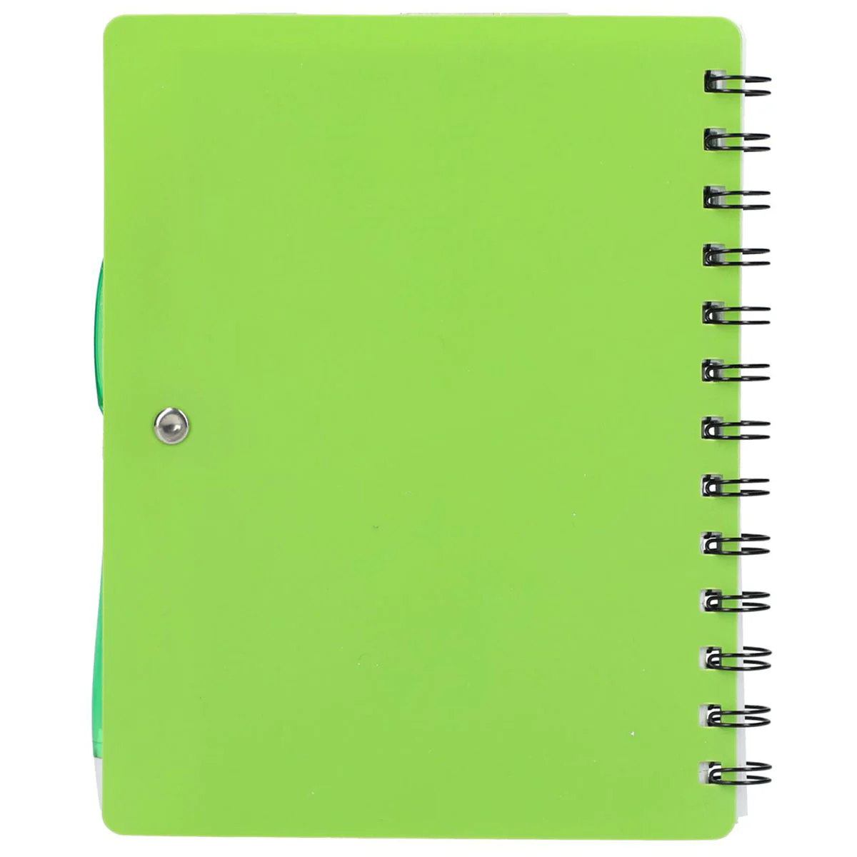 Bullet Lime Recycled Dual Pocket Spiral Notebook W/ Pen - Image 3