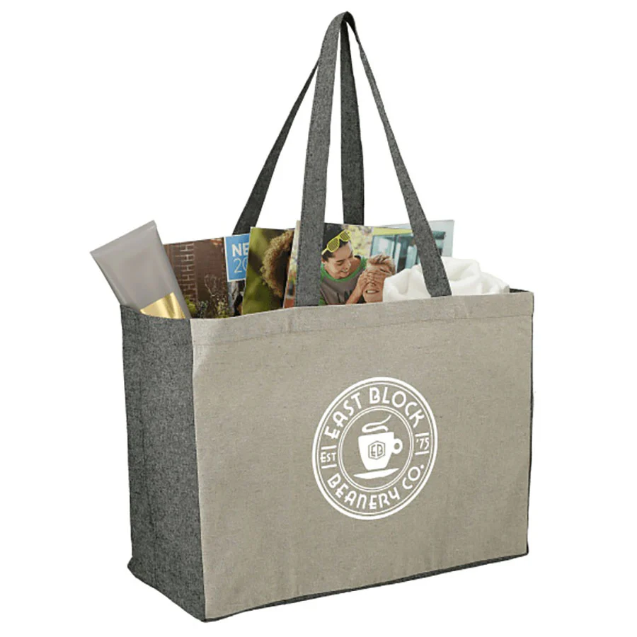 Bullet Black/Natural Recycled Cotton Contrast Side Shopper Tote - Image 3