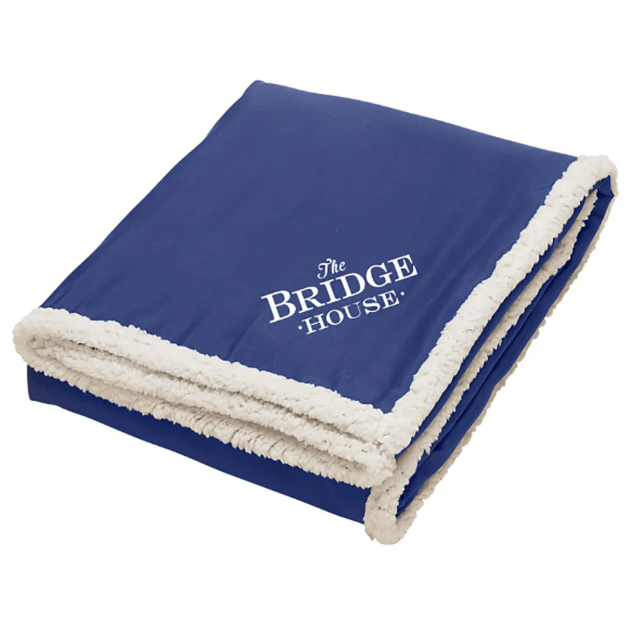 Bullet Navy Super Soft Large Fleece Sherpa Blanket - 50'' x 60'' Unfolded - Image 2