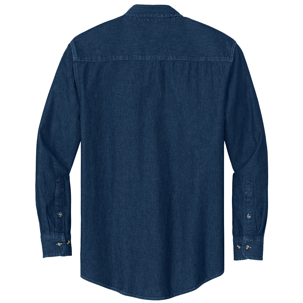 Port & Company Men's Ink Blue Long Sleeve Denim Shirt - Image 2