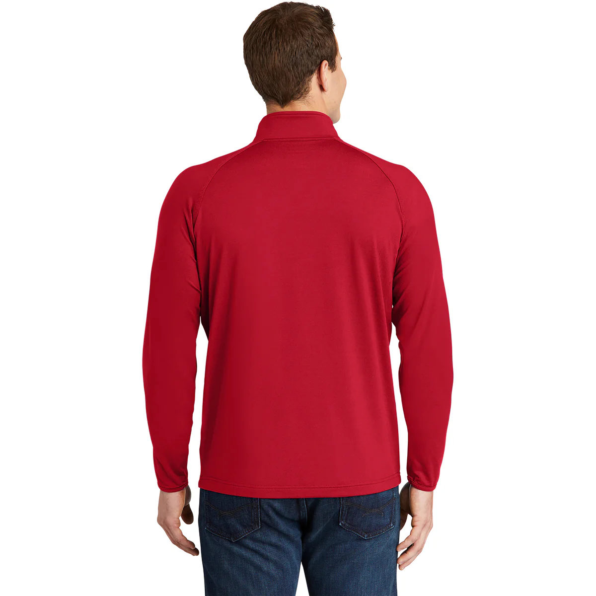 Sport-Tek Men's True Red Sport-Wick Stretch 1/4 Zip Pullover - Image 4
