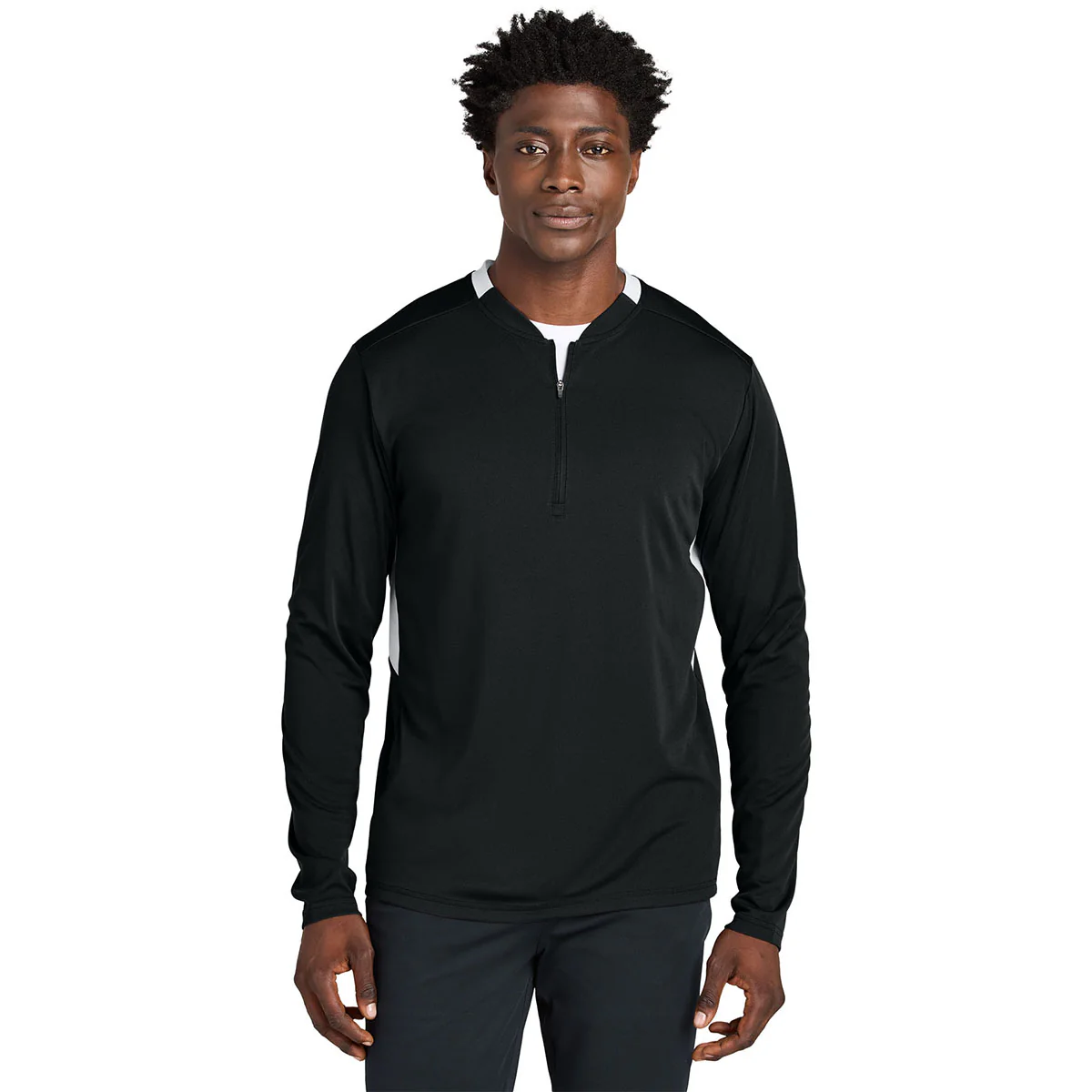Sport-Tek Men's Black/White Club 1/4-Zip Pullover - Image 3